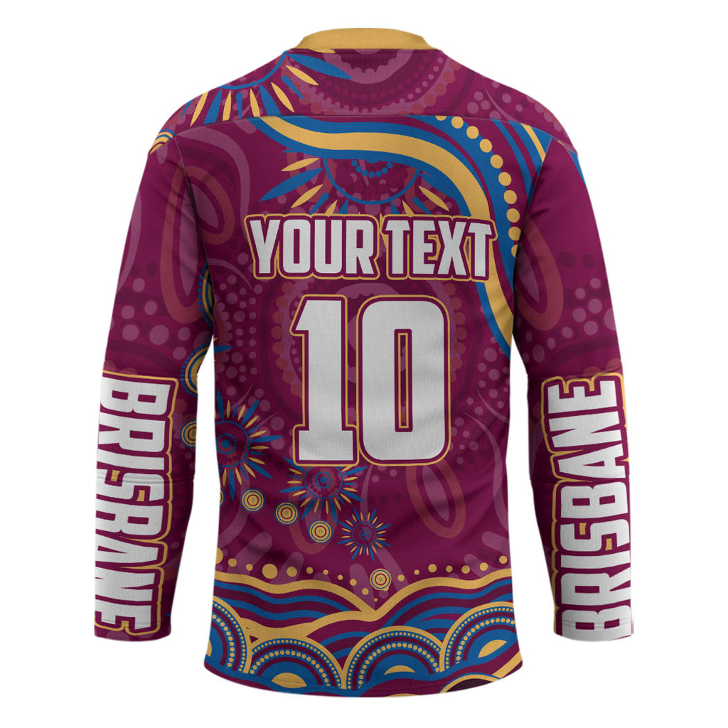 Personalized Brisbane Lions AFL Mascot Hockey Jersey Aboriginal Dot Art - Dreamtime Football Mascot