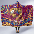 Personalized Brisbane Lions AFL Mascot Hooded Blanket Aboriginal Dot Art - Dreamtime Football Mascot