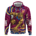 Personalized Brisbane Lions AFL Mascot Hoodie Aboriginal Dot Art - Dreamtime Football Mascot