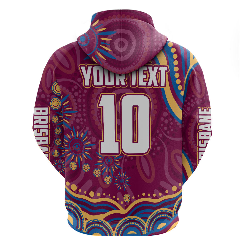 Personalized Brisbane Lions AFL Mascot Hoodie Aboriginal Dot Art - Dreamtime Football Mascot
