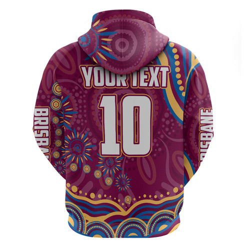 Personalized Brisbane Lions AFL Mascot Hoodie Aboriginal Dot Art - Dreamtime Football Mascot