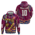 Personalized Brisbane Lions AFL Mascot Hoodie Aboriginal Dot Art - Dreamtime Football Mascot