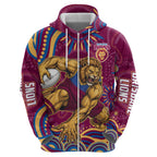 Personalized Brisbane Lions AFL Mascot Hoodie Aboriginal Dot Art - Dreamtime Football Mascot