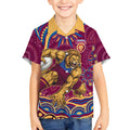 Personalized Brisbane Lions AFL Mascot Kid Hawaiian Shirt Aboriginal Dot Art - Dreamtime Football Mascot