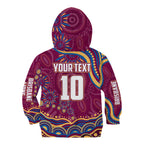 Personalized Brisbane Lions AFL Mascot Kid Hoodie Aboriginal Dot Art - Dreamtime Football Mascot