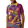 Personalized Brisbane Lions AFL Mascot Kid Polo Shirt Aboriginal Dot Art - Dreamtime Football Mascot