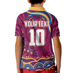 Personalized Brisbane Lions AFL Mascot Kid Polo Shirt Aboriginal Dot Art - Dreamtime Football Mascot