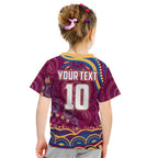 Personalized Brisbane Lions AFL Mascot Kid T Shirt Aboriginal Dot Art - Dreamtime Football Mascot