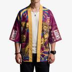 Personalized Brisbane Lions AFL Mascot Kimono Aboriginal Dot Art - Dreamtime Football Mascot