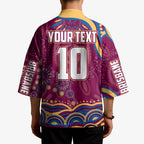 Personalized Brisbane Lions AFL Mascot Kimono Aboriginal Dot Art - Dreamtime Football Mascot