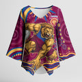 Personalized Brisbane Lions AFL Mascot Kimono Sleeve Blouse Aboriginal Dot Art - Dreamtime Football Mascot