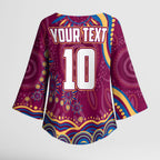 Personalized Brisbane Lions AFL Mascot Kimono Sleeve Blouse Aboriginal Dot Art - Dreamtime Football Mascot