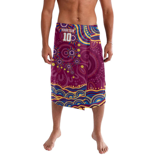Personalized Brisbane Lions AFL Mascot Lavalava Aboriginal Dot Art - Dreamtime Football Mascot
