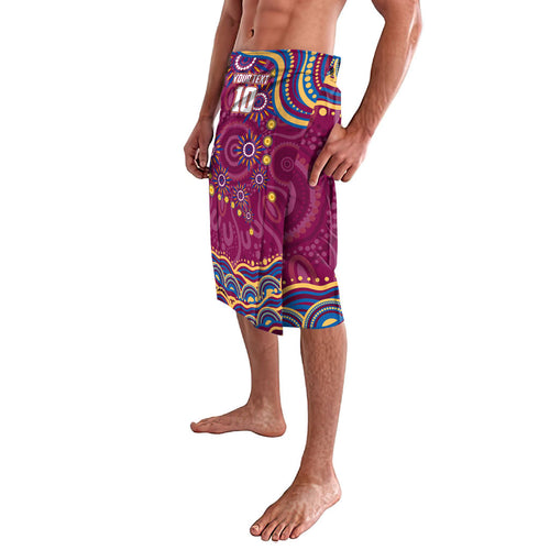 Personalized Brisbane Lions AFL Mascot Lavalava Aboriginal Dot Art - Dreamtime Football Mascot