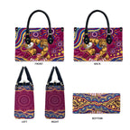Personalized Brisbane Lions AFL Mascot Leather Bag Aboriginal Dot Art - Dreamtime Football Mascot