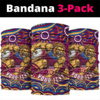 Personalized Brisbane Lions AFL Mascot Neck Gaiter Aboriginal Dot Art - Dreamtime Football Mascot