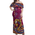 Personalized Brisbane Lions AFL Mascot Off Shoulder Maxi Dress Aboriginal Dot Art - Dreamtime Football Mascot