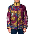 Personalized Brisbane Lions AFL Mascot Padded Jacket Aboriginal Dot Art - Dreamtime Football Mascot