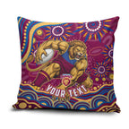 Personalized Brisbane Lions AFL Mascot Pillow Cover Aboriginal Dot Art - Dreamtime Football Mascot