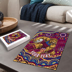 Personalized Brisbane Lions AFL Mascot Puzzle Aboriginal Dot Art - Dreamtime Football Mascot