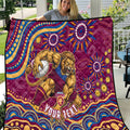 Personalized Brisbane Lions AFL Mascot Quilt Aboriginal Dot Art - Dreamtime Football Mascot