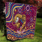 Personalized Brisbane Lions AFL Mascot Quilt Aboriginal Dot Art - Dreamtime Football Mascot