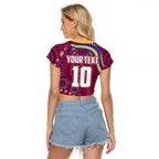 Personalized Brisbane Lions AFL Mascot Raglan Cropped T Shirt Aboriginal Dot Art - Dreamtime Football Mascot