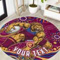 Personalized Brisbane Lions AFL Mascot Round Carpet Aboriginal Dot Art - Dreamtime Football Mascot