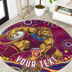 Personalized Brisbane Lions AFL Mascot Round Carpet Aboriginal Dot Art - Dreamtime Football Mascot