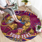 Personalized Brisbane Lions AFL Mascot Round Carpet Aboriginal Dot Art - Dreamtime Football Mascot