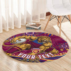 Personalized Brisbane Lions AFL Mascot Round Carpet Aboriginal Dot Art - Dreamtime Football Mascot