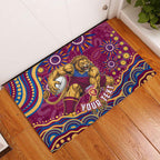 Personalized Brisbane Lions AFL Mascot Rubber Doormat Aboriginal Dot Art - Dreamtime Football Mascot