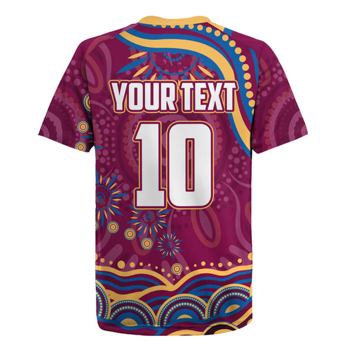 Personalized Brisbane Lions AFL Mascot Rugby Jersey Aboriginal Dot Art - Dreamtime Football Mascot