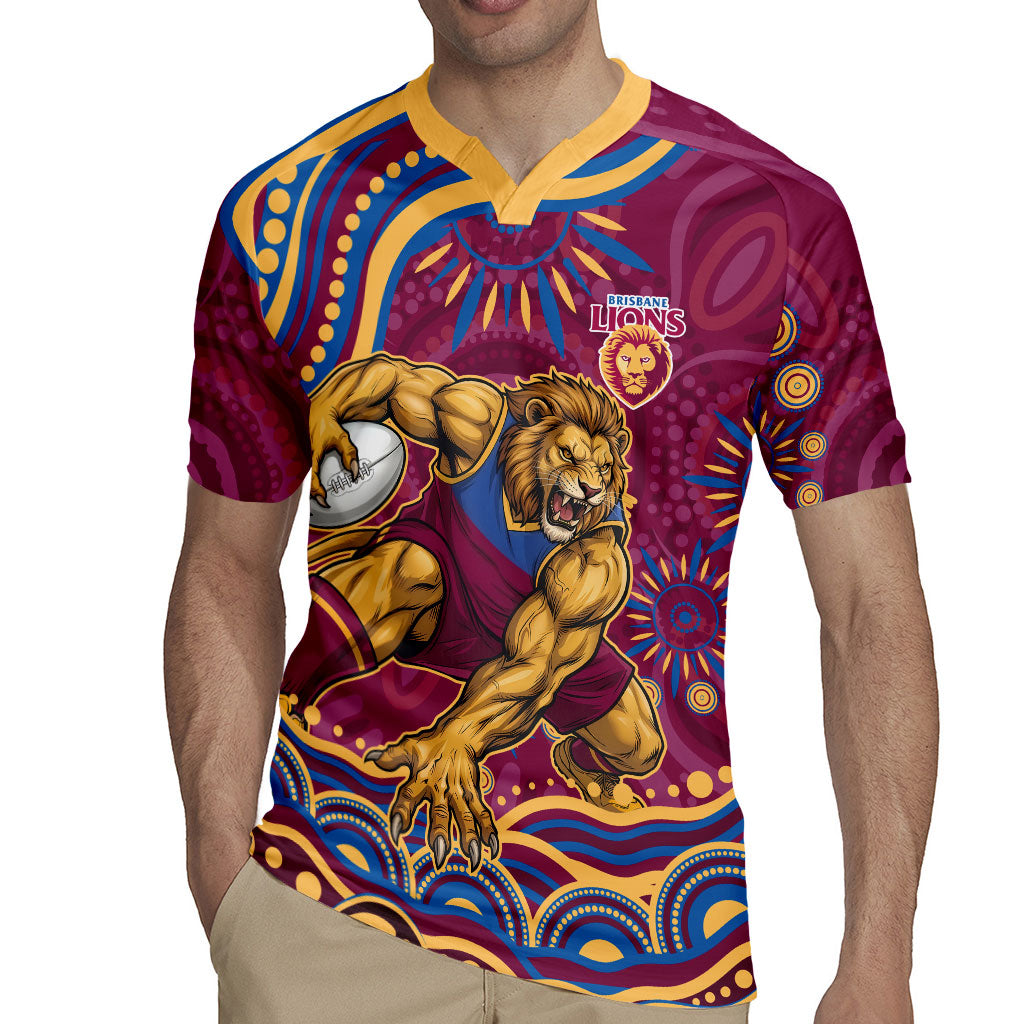 Personalized Brisbane Lions AFL Mascot Rugby Jersey Aboriginal Dot Art - Dreamtime Football Mascot