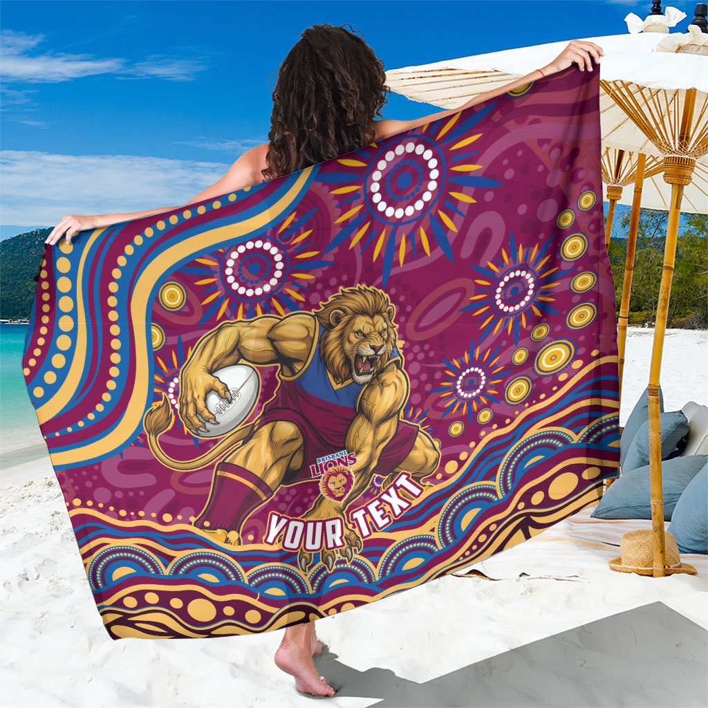 Personalized Brisbane Lions AFL Mascot Sarong Aboriginal Dot Art - Dreamtime Football Mascot