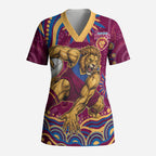 Personalized Brisbane Lions AFL Mascot Scrub Top Aboriginal Dot Art - Dreamtime Football Mascot