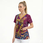 Personalized Brisbane Lions AFL Mascot Scrub Top Aboriginal Dot Art - Dreamtime Football Mascot