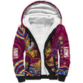 Personalized Brisbane Lions AFL Mascot Sherpa Hoodie Aboriginal Dot Art - Dreamtime Football Mascot