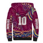 Personalized Brisbane Lions AFL Mascot Sherpa Hoodie Aboriginal Dot Art - Dreamtime Football Mascot