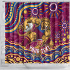 Personalized Brisbane Lions AFL Mascot Shower Curtain Aboriginal Dot Art - Dreamtime Football Mascot
