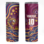 Personalized Brisbane Lions AFL Mascot Skinny Tumbler Aboriginal Dot Art - Dreamtime Football Mascot