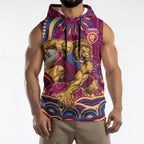Personalized Brisbane Lions AFL Mascot Sleeveless Hoodie Aboriginal Dot Art - Dreamtime Football Mascot