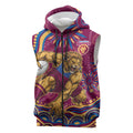Personalized Brisbane Lions AFL Mascot Sleeveless Zip Hoodie Aboriginal Dot Art - Dreamtime Football Mascot