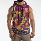 Personalized Brisbane Lions AFL Mascot Sleeveless Zip Hoodie Aboriginal Dot Art - Dreamtime Football Mascot