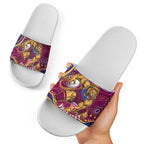 Personalized Brisbane Lions AFL Mascot Slide Sandals Aboriginal Dot Art - Dreamtime Football Mascot