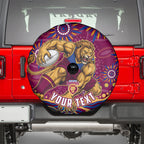 Personalized Brisbane Lions AFL Mascot Spare Tire Cover Aboriginal Dot Art - Dreamtime Football Mascot