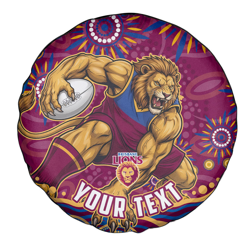 Personalized Brisbane Lions AFL Mascot Spare Tire Cover Aboriginal Dot Art - Dreamtime Football Mascot
