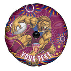 Personalized Brisbane Lions AFL Mascot Spare Tire Cover Aboriginal Dot Art - Dreamtime Football Mascot