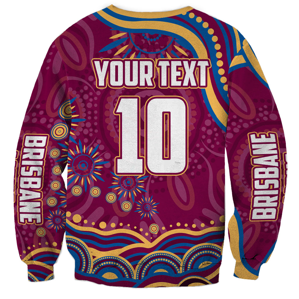Personalized Brisbane Lions AFL Mascot Sweatshirt Aboriginal Dot Art - Dreamtime Football Mascot