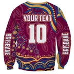 Personalized Brisbane Lions AFL Mascot Sweatshirt Aboriginal Dot Art - Dreamtime Football Mascot